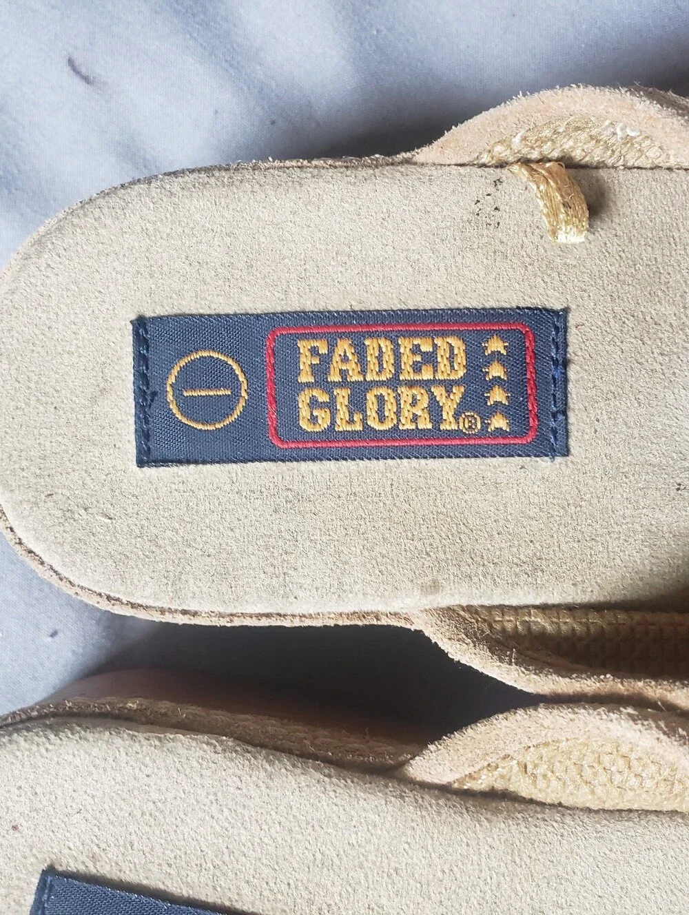 Faded Glory Girls Size 1 Beige Suede Slip-On Mules with Floral Embroidery